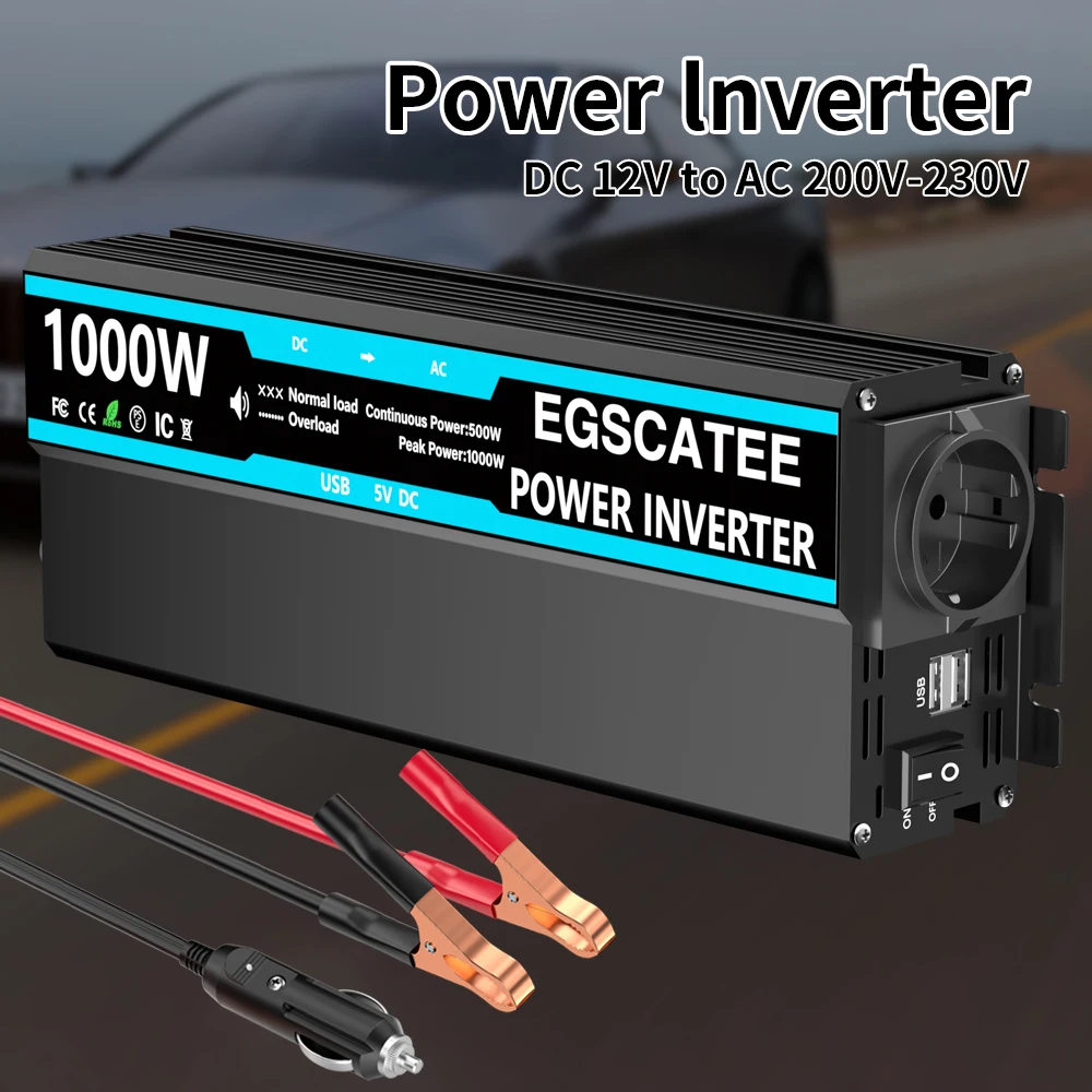 Car Power Inverter 1000W/1600W DC 12V To AC 220V Transformer with USB EU Socket Charge with LED Display for RV
Car Power Inverter 1000W/1600W DC 12V To AC 220V Transformer with USB EU Socket Charge with LED Display for RV