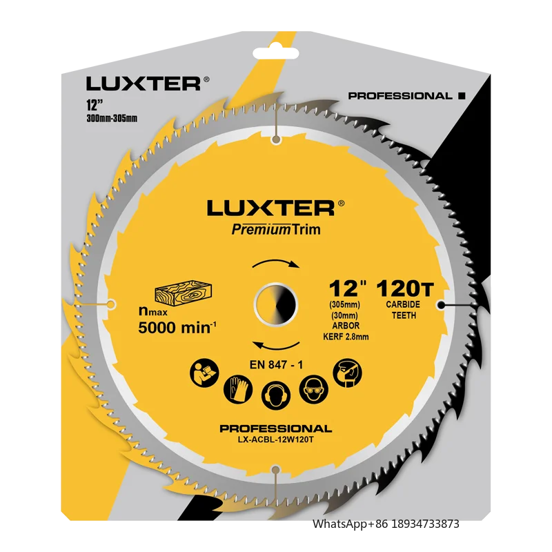 LUXTR 12-дюймовый пильный диск 120T для обработки древесины, торцовочная пила, настольная пила для резки дерева и алюминия
LUXTR 12-дюймовый пильный диск 120T для обработки древесины, торцовочная пила, настольная пила для резки дерева и алюминия