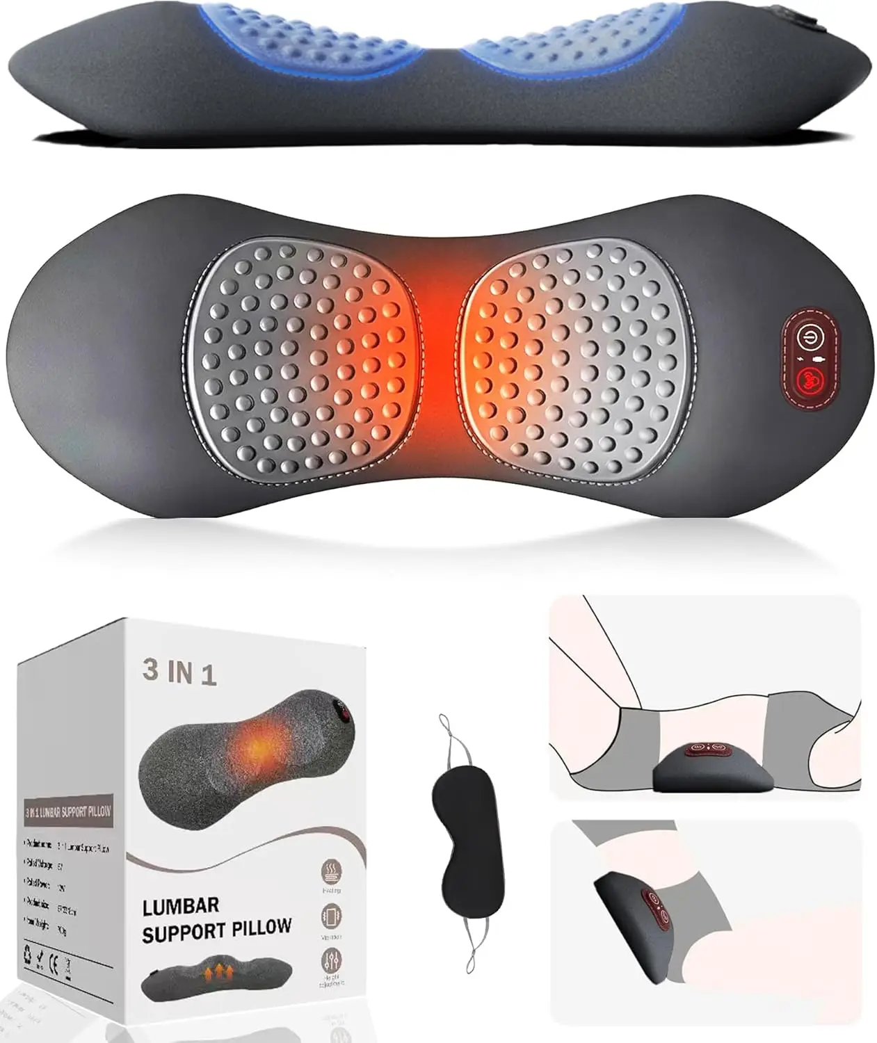 3-in-1 Electric Lumbar Support Pillow with Heat, Vibration & Traction for Back Pain Relief
3-in-1 Electric Lumbar Support Pillow with Heat, Vibration & Traction for Back Pain Relief