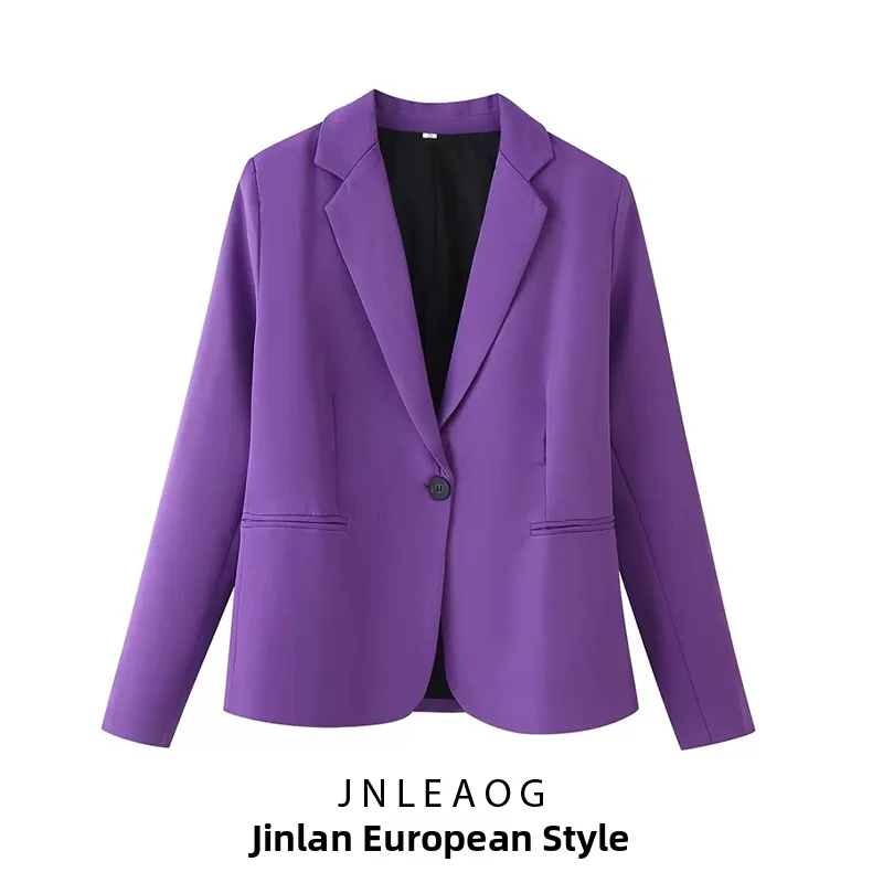 JNLEAOG Summer New Women's Fashionable Purple Long Sleeve One Button Suit Jacket Versatile Style Single Color Polyester Fabric
JNLEAOG Summer New Women's Fashionable Purple Long Sleeve One Button Suit Jacket Versatile Style Single Color Polyester Fabric