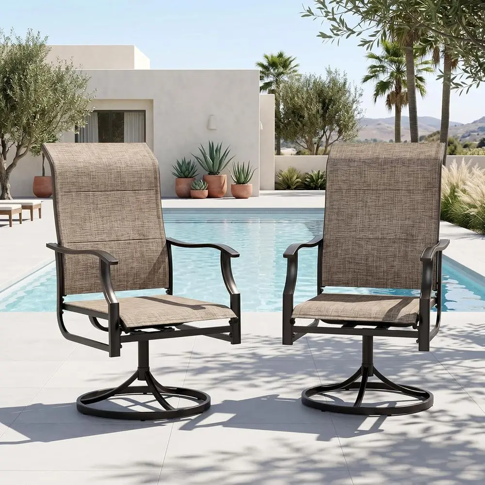 2-Piece Outdoor Swivel Dining Chairs Set with High Back and Padded Seats, Suitable for All Weather and Ideal for Patio, Poolside
2-Piece Outdoor Swivel Dining Chairs Set with High Back and Padded Seats, Suitable for All Weather and Ideal for Patio, Poolside