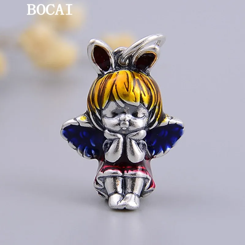 BOCAI New S999 Sterling Silver Cream Gel Angel Pendant Cute Little Girl Pendant With Cheek Support Women's Gift
BOCAI New S999 Sterling Silver Cream Gel Angel Pendant Cute Little Girl Pendant With Cheek Support Women's Gift