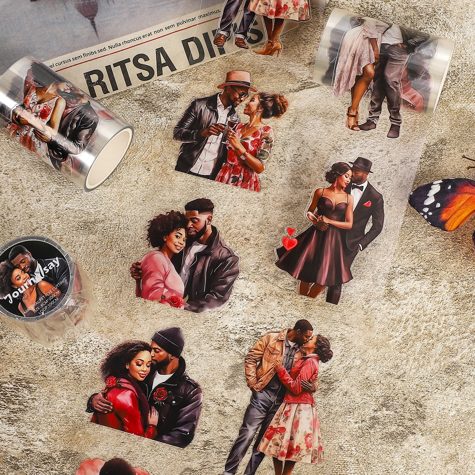 60mm*200cm Vintage Couple Lovers Character Landscape PET Tape Creative DIY Journal Material Collage Scrapbook Stationery
60mm*200cm Vintage Couple Lovers Character Landscape PET Tape Creative DIY Journal Material Collage Scrapbook Stationery