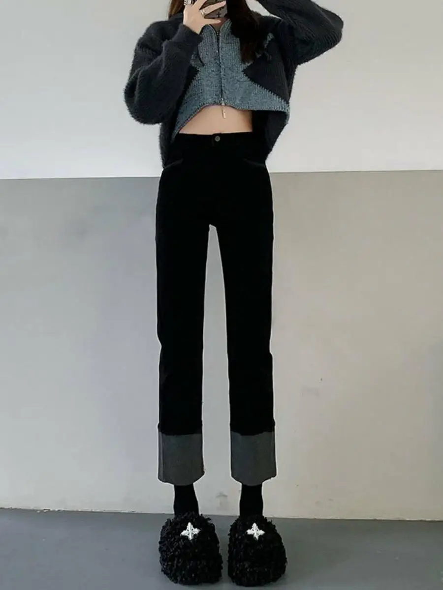 High Waist Slim Fit Straight Leg Jeans Women's Spring Autumn Summer Turn up Denim Pants Korean Style Nine Points Trendy
High Waist Slim Fit Straight Leg Jeans Women's Spring Autumn Summer Turn up Denim Pants Korean Style Nine Points Trendy