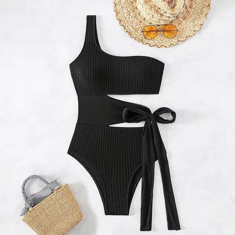 Sexy Bandage Cut Out Bikini Black Y2K Embossed Extrem Monokini One-Shoulder Swimsuit Punk Swimwear Bath Suit Women Beach Outfits
Sexy Bandage Cut Out Bikini Black Y2K Embossed Extrem Monokini One-Shoulder Swimsuit Punk Swimwear Bath Suit Women Beach Outfits