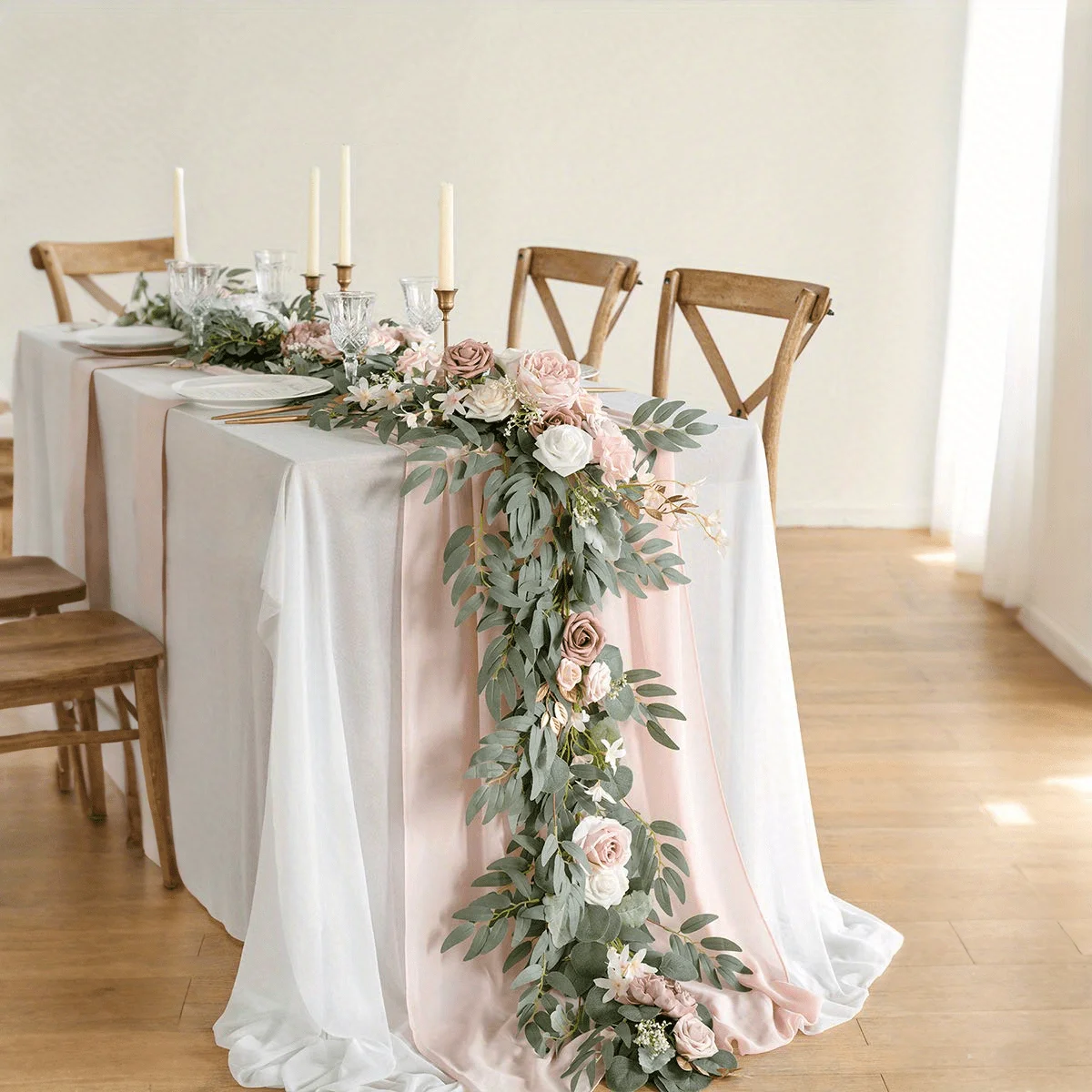 1Pc Eucalyptus Willow Leaf Flower Garland - 5.9ft Eucalyptus & Rose, Sweetheart Table Decor for Wedding Reception, 
1Pc Eucalyptus Willow Leaf Flower Garland - 5.9ft Eucalyptus & Rose, Sweetheart Table Decor for Wedding Reception,