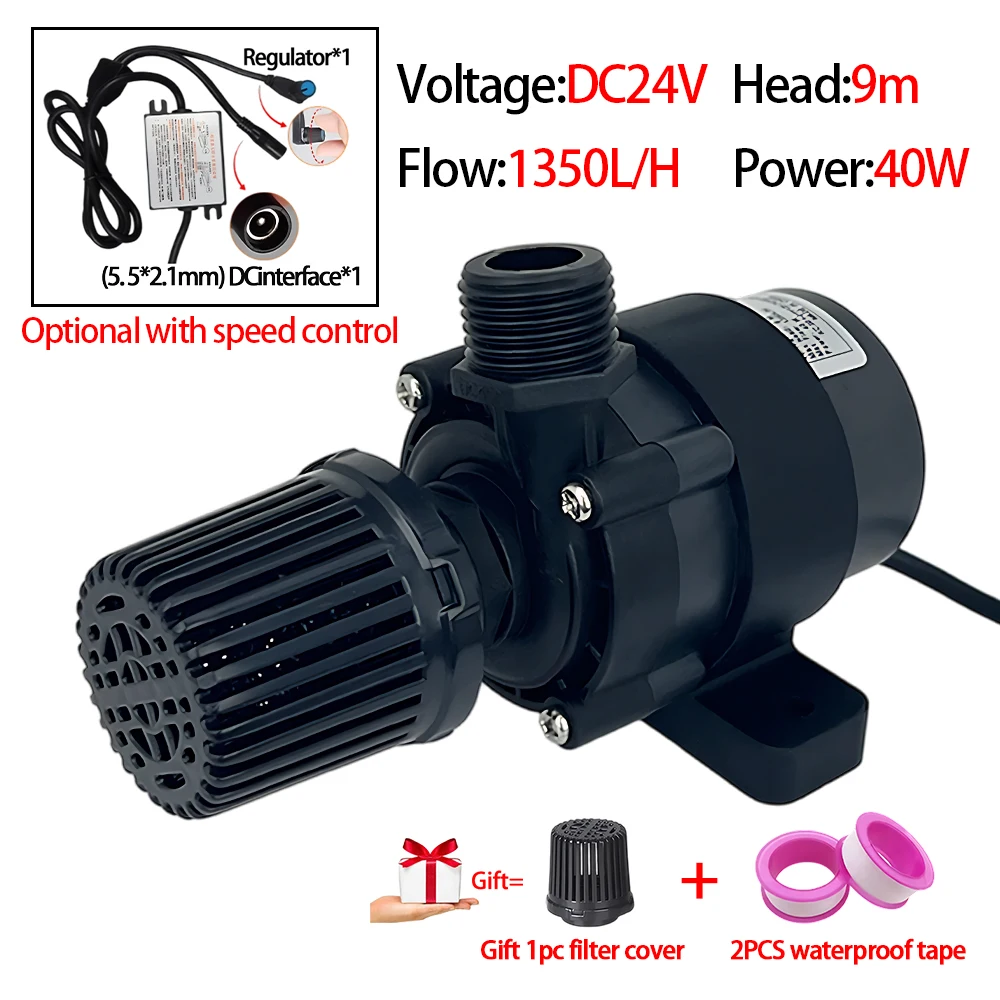 DC24V 40W Adjustable Speed Brushless Water Pump 1350L/H 9m Ultra Quiet Submersible Pump For Aquarium Irrigation Fountain
DC24V 40W Adjustable Speed Brushless Water Pump 1350L/H 9m Ultra Quiet Submersible Pump For Aquarium Irrigation Fountain