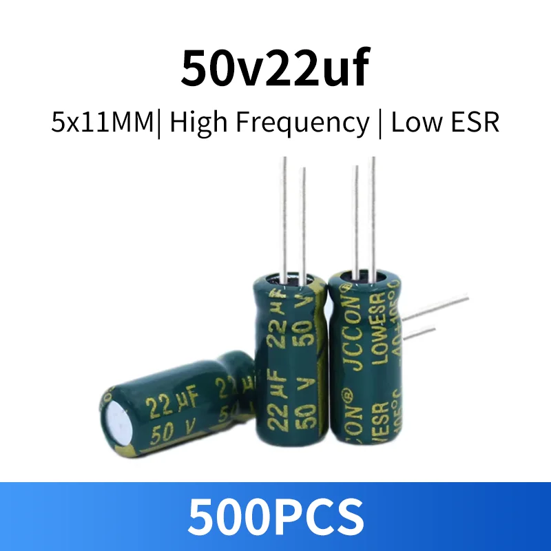 500PCS 50V 22uf Aluminum Capacitor High Frequency Low ESR 5x11mm Electrolytic Capacitor 5*11
500PCS 50V 22uf Aluminum Capacitor High Frequency Low ESR 5x11mm Electrolytic Capacitor 5*11