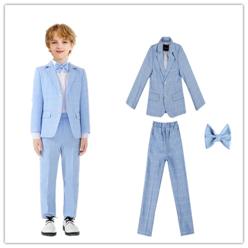 Kids Formal Blue Jacket Pants Bowtie 3Pieces Wedding Suit Boys Host Piano Performance Costume Children's Birthday Outfit
Kids Formal Blue Jacket Pants Bowtie 3Pieces Wedding Suit Boys Host Piano Performance Costume Children's Birthday Outfit