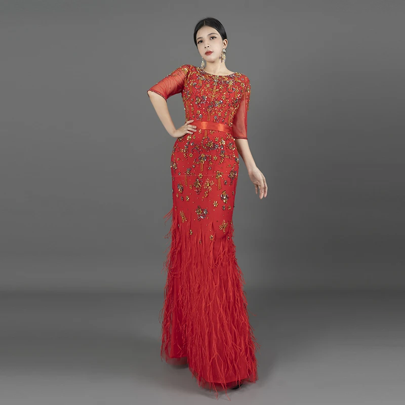 Elegant Mother of the Bride Dress for Wedding Custom 2025 Handmade Beading Gown with Feather Decor for Party M150
Elegant Mother of the Bride Dress for Wedding Custom 2025 Handmade Beading Gown with Feather Decor for Party M150