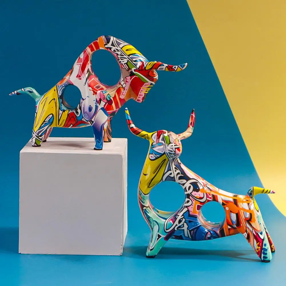 Home Miniature Ornament Colorful Graffiti Artistic Hollow Out Long Horns Bull Shape Statues Bar Ornament Office Desk Accessories
Home Miniature Ornament Colorful Graffiti Artistic Hollow Out Long Horns Bull Shape Statues Bar Ornament Office Desk Accessories
