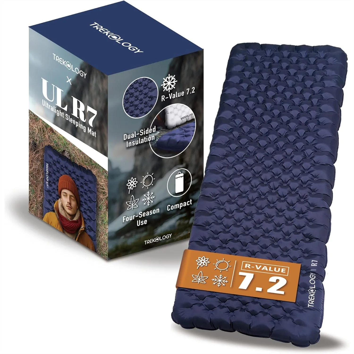 Trekology Insulated Sleeping Pad with 7.2 R-Value for Winter & 4-Season Camping, 4" Thick Ultralight Compact with Pump Sack for
Trekology Insulated Sleeping Pad with 7.2 R-Value for Winter & 4-Season Camping, 4" Thick Ultralight Compact with Pump Sack for