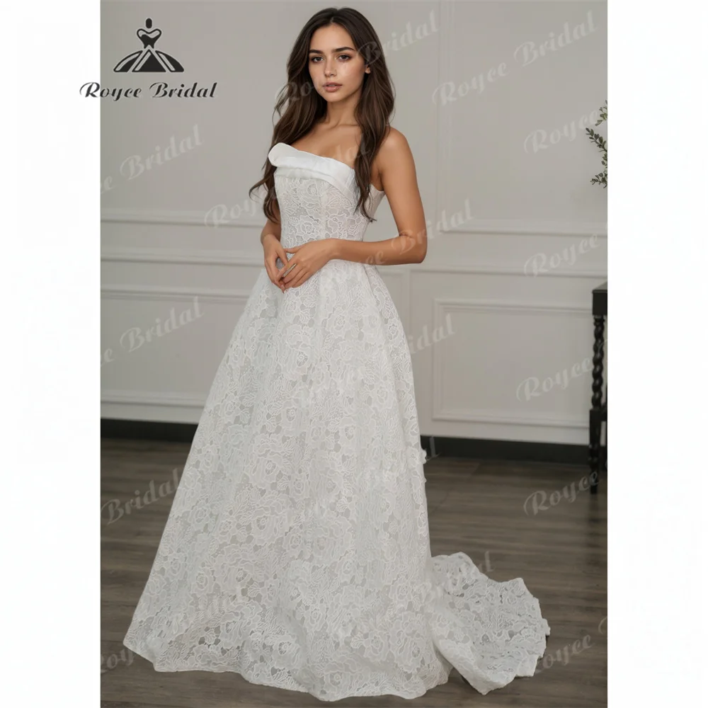 RoyceBridal Свадебное платье трапециевидной формы без бретелек 2025, кружевное свадебное платье с открытой спиной и шлейфом по индивидуальному заказусвадебное платье
RoyceBridal Свадебное платье трапециевидной формы без бретелек 2025, кружевное свадебное платье с открытой спиной и шлейфом по индивидуальному заказусвадебное платье