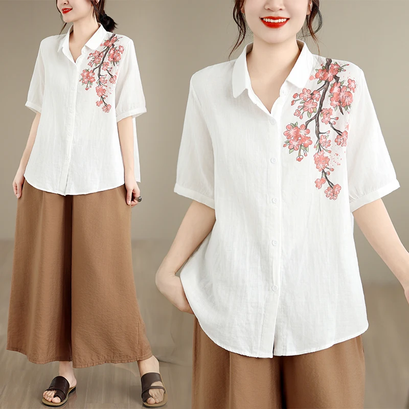 plus Size Printed Short Sleeve Shirt for Women Stylish Summer New Arrival Lightweight Luxury Feel Commute Style Floral Print
plus Size Printed Short Sleeve Shirt for Women Stylish Summer New Arrival Lightweight Luxury Feel Commute Style Floral Print
