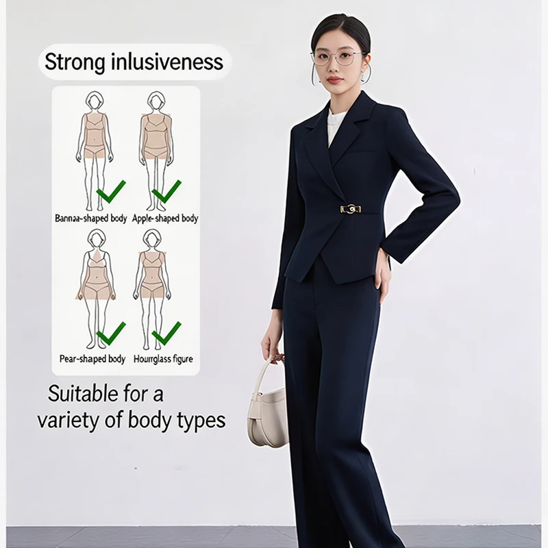 Fashion Women's Skirt Suit with Metal Square Buckle Decor, Light Luxury Office Wear
Fashion Women's Skirt Suit with Metal Square Buckle Decor, Light Luxury Office Wear