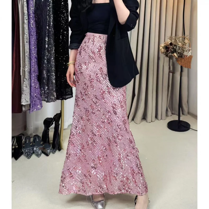 French Heavy Industry Irregular Sequined High Waist Skirt Versatile Slimming Temperament Drape Mid-Length A- line Straight Skirt
French Heavy Industry Irregular Sequined High Waist Skirt Versatile Slimming Temperament Drape Mid-Length A- line Straight Skirt