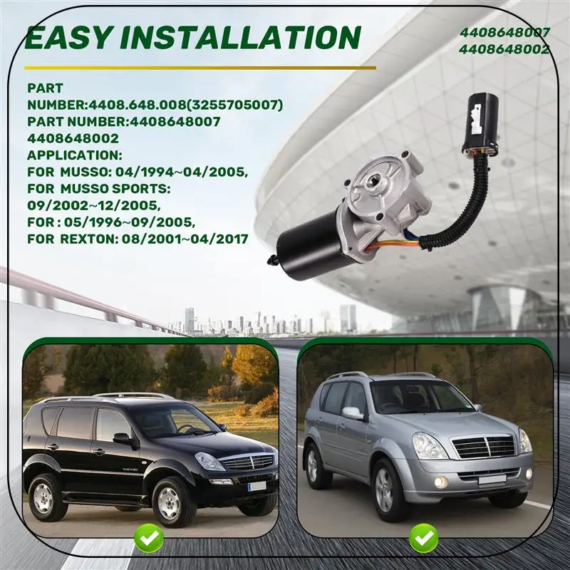 ABNF!4408648007 Car Transfer Case Motor Transmission For Ssangyong Musso Sports 4WD 4408.648.008 4408648002
ABNF!4408648007 Car Transfer Case Motor Transmission For Ssangyong Musso Sports 4WD 4408.648.008 4408648002