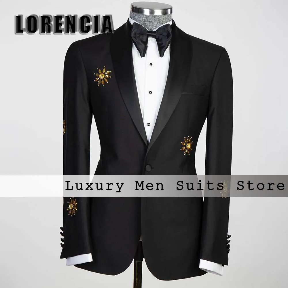 Casual Slim Fit 2 Pieces Men Suit 2025 Shawl Collar Wedding Party Outfit Customized Rhinestong Single Breasted vestidos de novia
Casual Slim Fit 2 Pieces Men Suit 2025 Shawl Collar Wedding Party Outfit Customized Rhinestong Single Breasted vestidos de novia