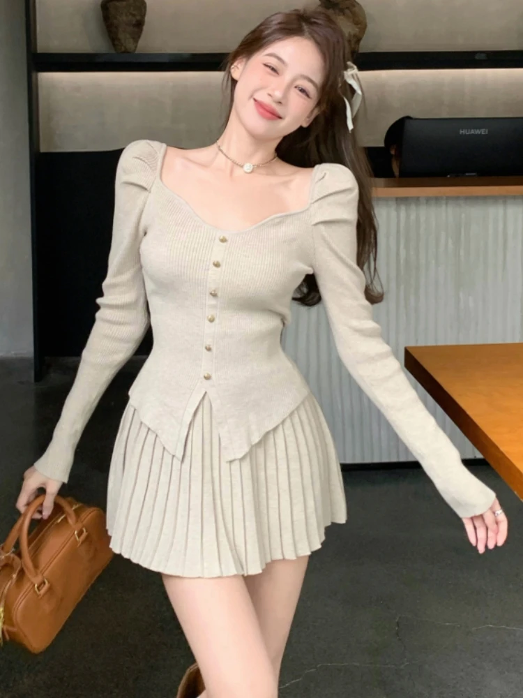 Vintage Chic Knitted 2-piece Dress Set Women Crop Cardigan V-neck Spaghetti Strap Bodycon Midi Dress Autumn New Female Clothing
Vintage Chic Knitted 2-piece Dress Set Women Crop Cardigan V-neck Spaghetti Strap Bodycon Midi Dress Autumn New Female Clothing
