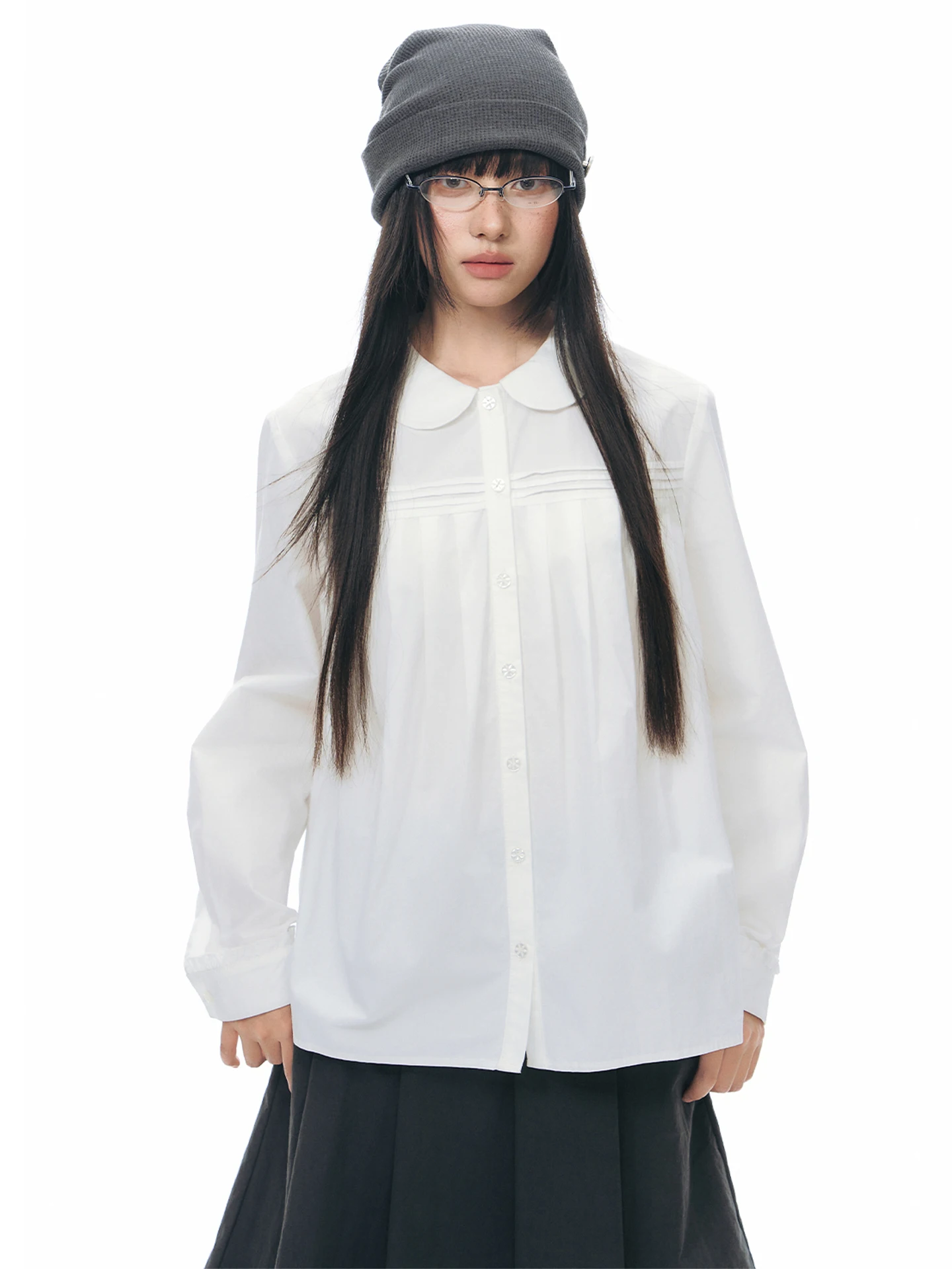 NAPSNAPS Original Doll Collar Pleated Cotton irt Women's Spring New Design Lightweight Asian Sle Loose Fit Long Sve
NAPSNAPS Original Doll Collar Pleated Cotton irt Women's Spring New Design Lightweight Asian Sle Loose Fit Long Sve