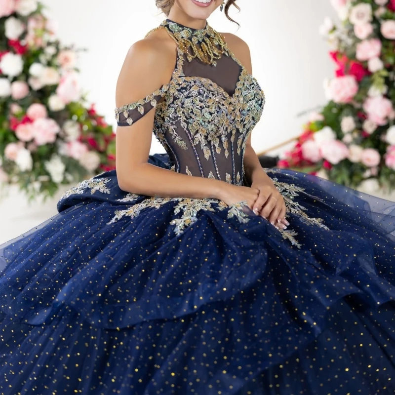 Темно-синие блестящие платья Quinceanera с открытыми плечами, аппликация, кружево, бисер, кристаллы, многоуровневое тюлевое платье для вечеринки, дня рождения, сладкое 16-летнее платье
Темно-синие блестящие платья Quinceanera с открытыми плечами, аппликация, кружево, бисер, кристаллы, многоуровневое тюлевое платье для вечеринки, дня рождения, сладкое 16-летнее платье