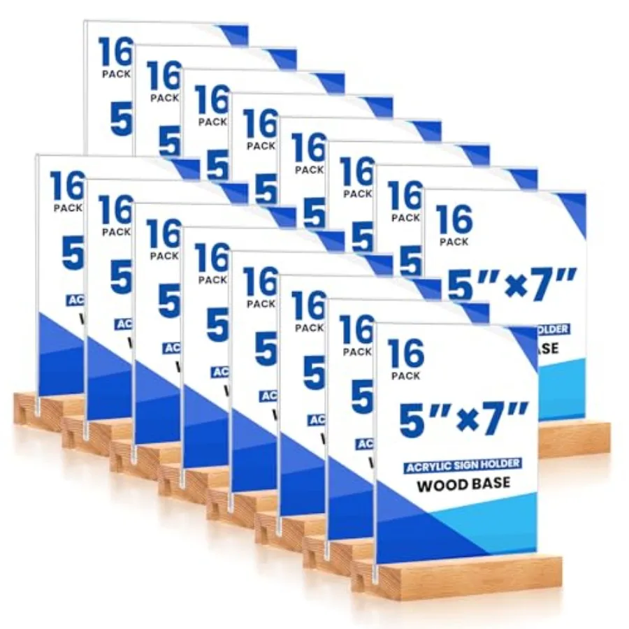 16 Pack 5x7 Acrylic Sign Holder with Wood Base Vertical and Slant Displays Clear Plastic Flyer Display Stand Paper photo Table
16 Pack 5x7 Acrylic Sign Holder with Wood Base Vertical and Slant Displays Clear Plastic Flyer Display Stand Paper photo Table