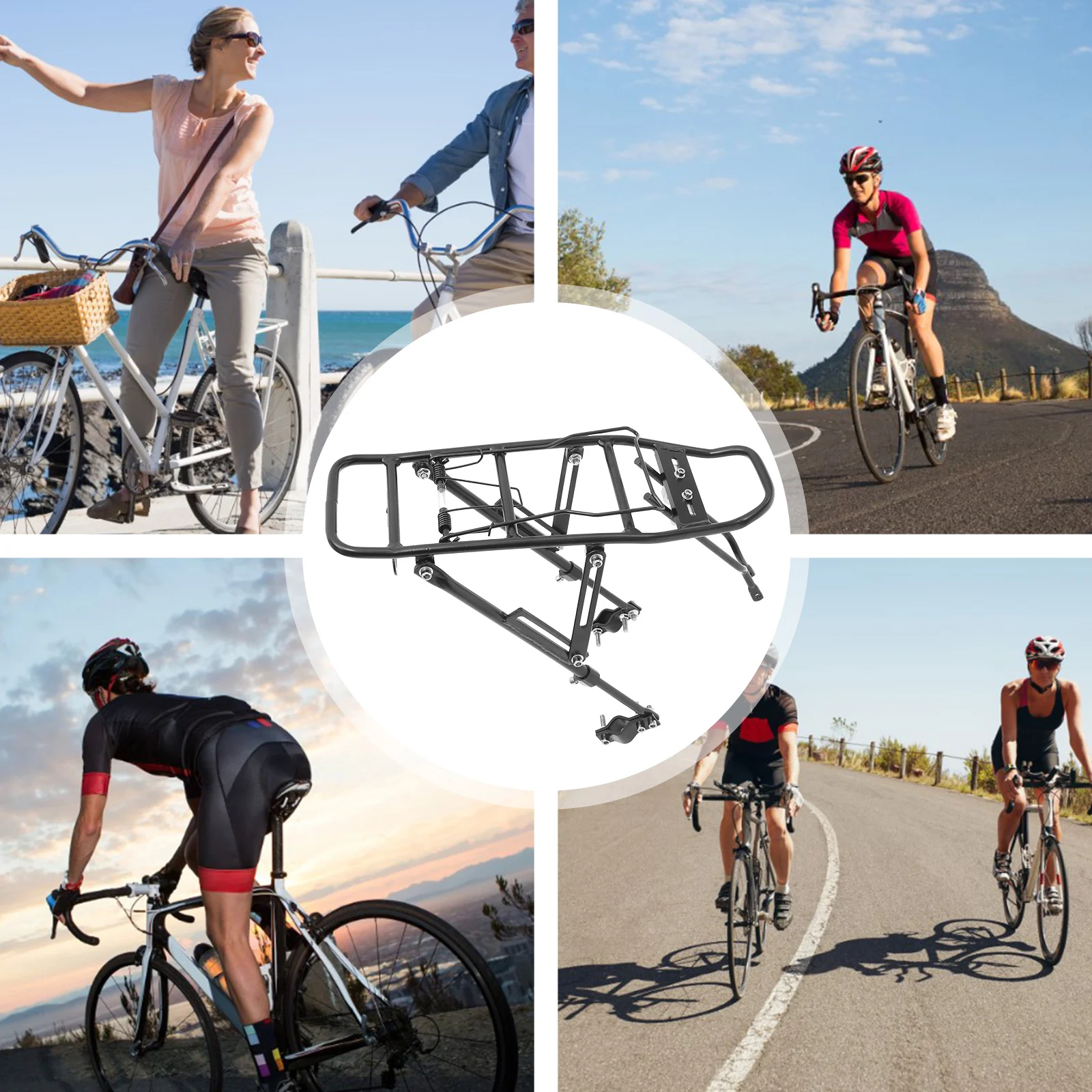 Aluminum Alloy Bike Cargo Rack Durable Heavy Duty Universal Fit Mountain Road Bikes Luggage Carrier Rear Seat Post
Aluminum Alloy Bike Cargo Rack Durable Heavy Duty Universal Fit Mountain Road Bikes Luggage Carrier Rear Seat Post