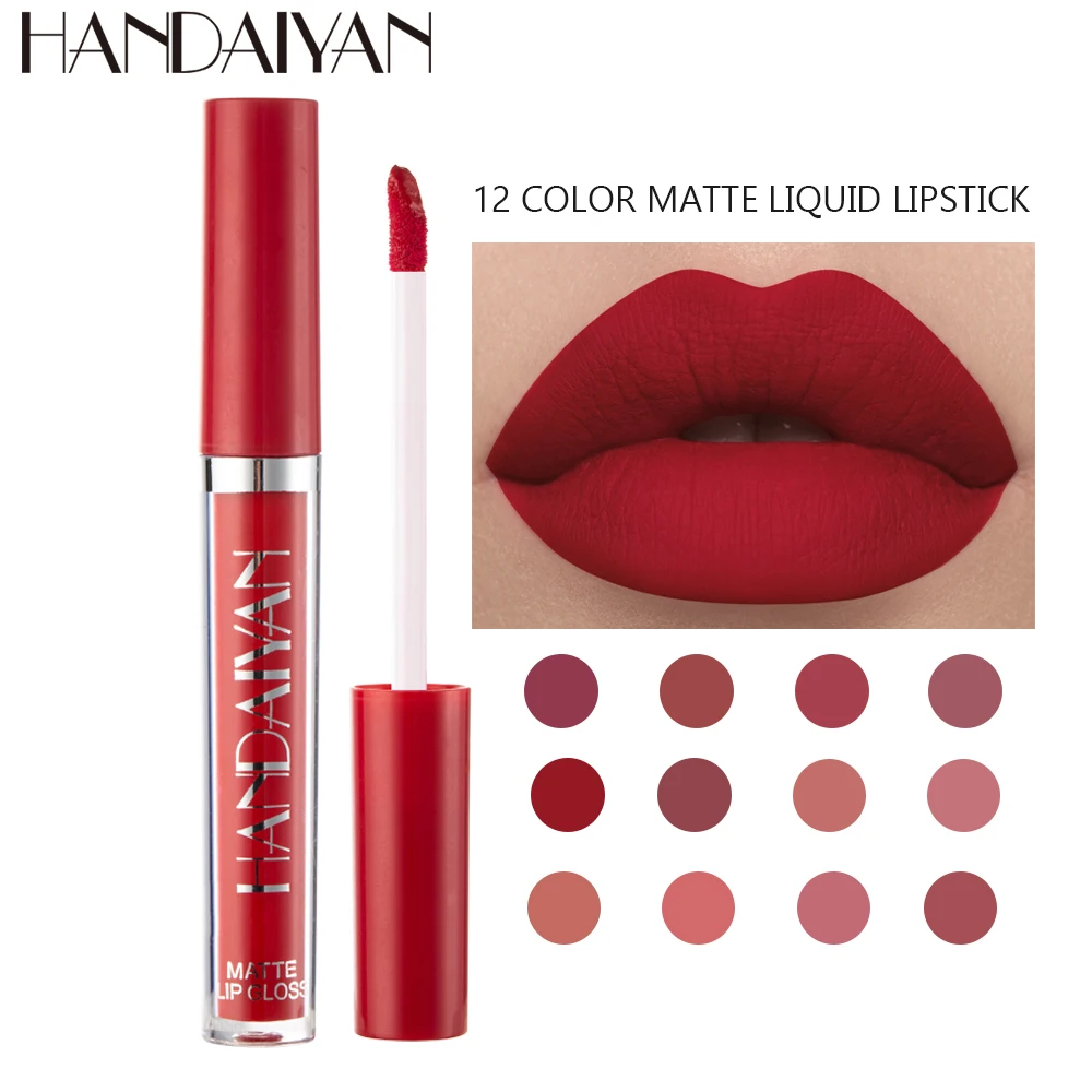 Sexy Long Lasting Velvet Matte Lip Gloss Nude Liquid Lipstick Lip Makeup Women Beauty Red Nonstick Cup Waterproof Lip Gloss