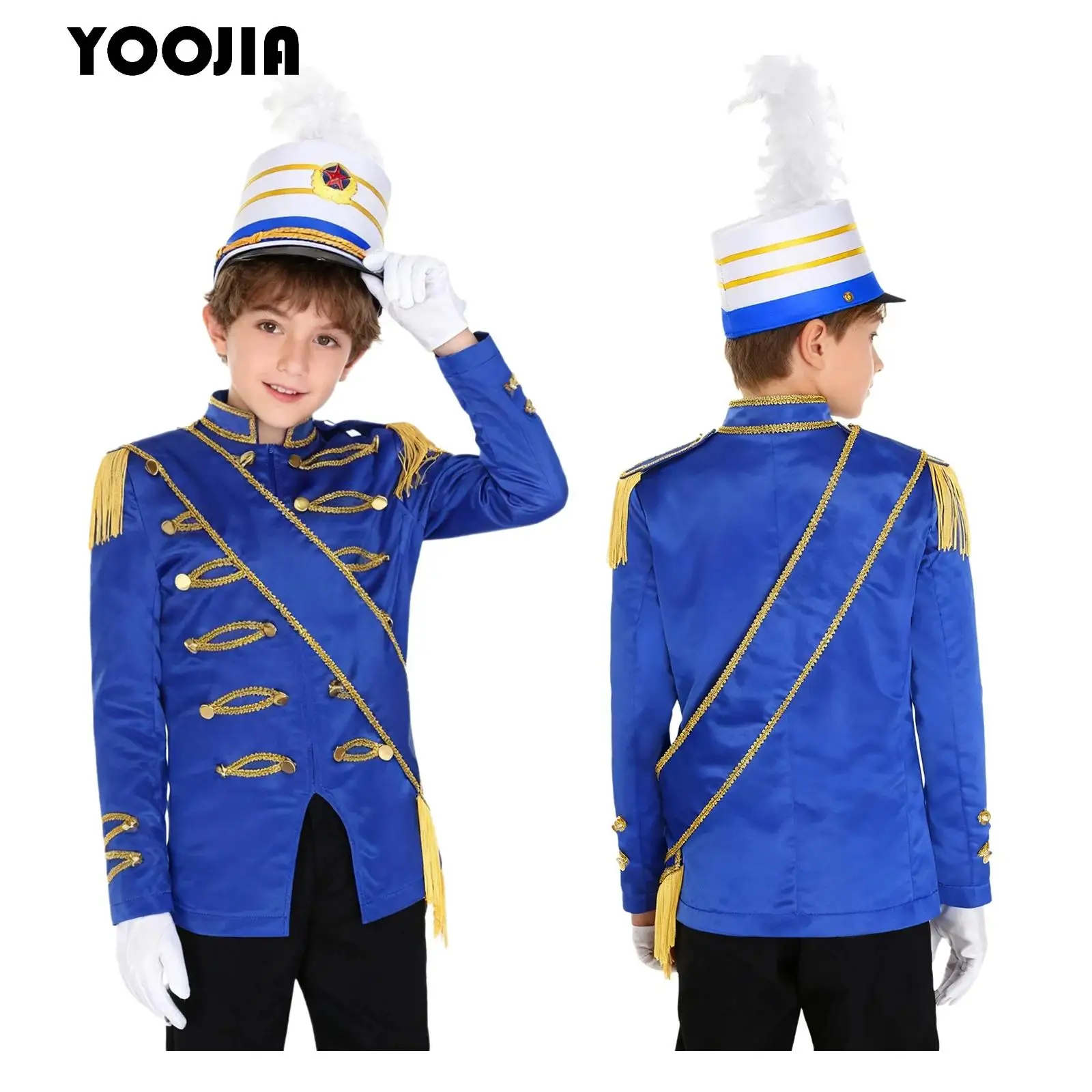 Kids Drum Trumpet Team Royal Honor Guard Uniform Boys Tassel Circus Ringmaster Jacket Coat Hat Halloween Nutcrackers Costume Set
Kids Drum Trumpet Team Royal Honor Guard Uniform Boys Tassel Circus Ringmaster Jacket Coat Hat Halloween Nutcrackers Costume Set