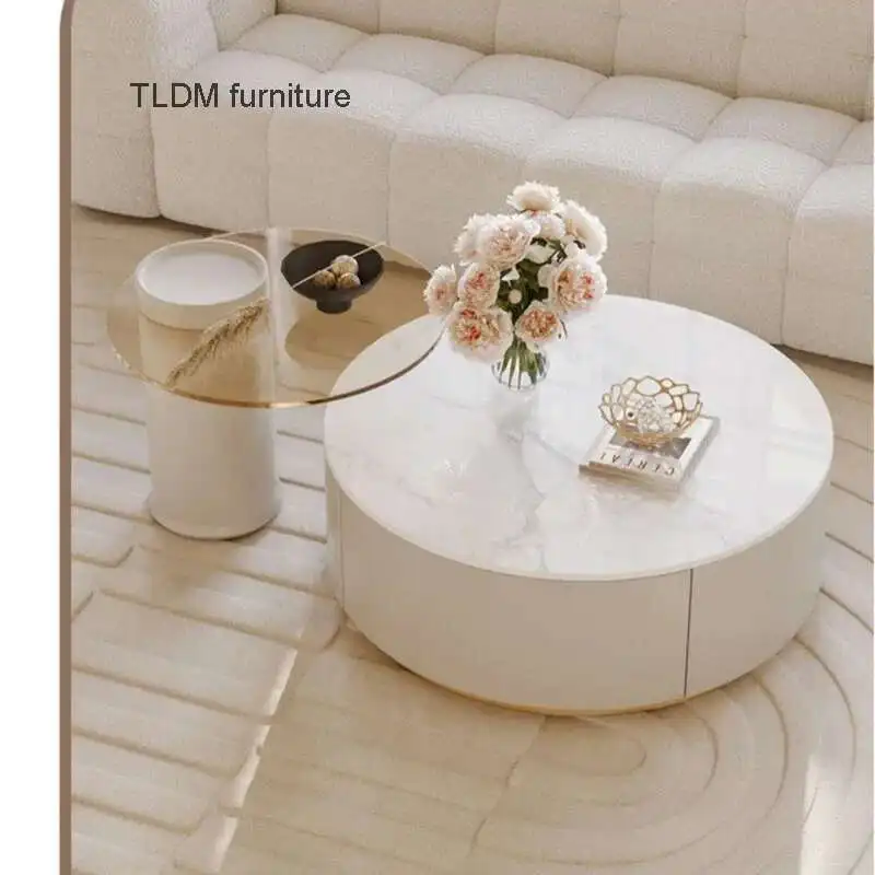 Cream Style Round Rock Slab Coffee Table Living Room Luxury Minimalist Tempered Glass Tea Table Stolik Kawowy Home Furniture
Cream Style Round Rock Slab Coffee Table Living Room Luxury Minimalist Tempered Glass Tea Table Stolik Kawowy Home Furniture