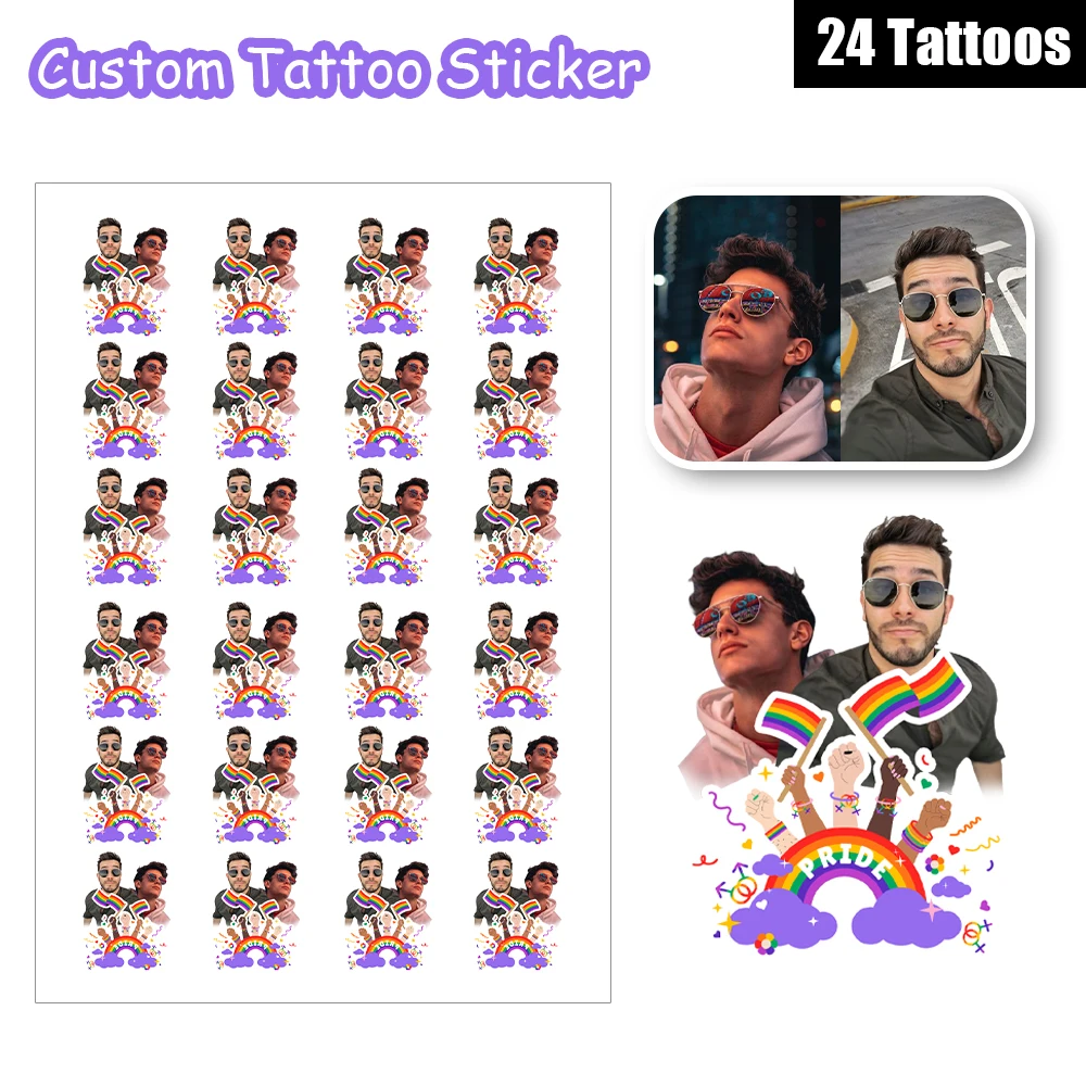 24 Designs Custom Photo Holding Rainbow Flag Celebrate Festival Temporary Tattoo Stickers - Personalized Face & Body Designs
24 Designs Custom Photo Holding Rainbow Flag Celebrate Festival Temporary Tattoo Stickers - Personalized Face & Body Designs