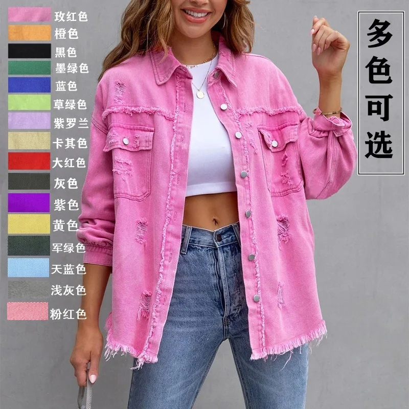 New style women's solid color loose fit ripped long sleeve women's shirt Popular
New style women's solid color loose fit ripped long sleeve women's shirt Popular