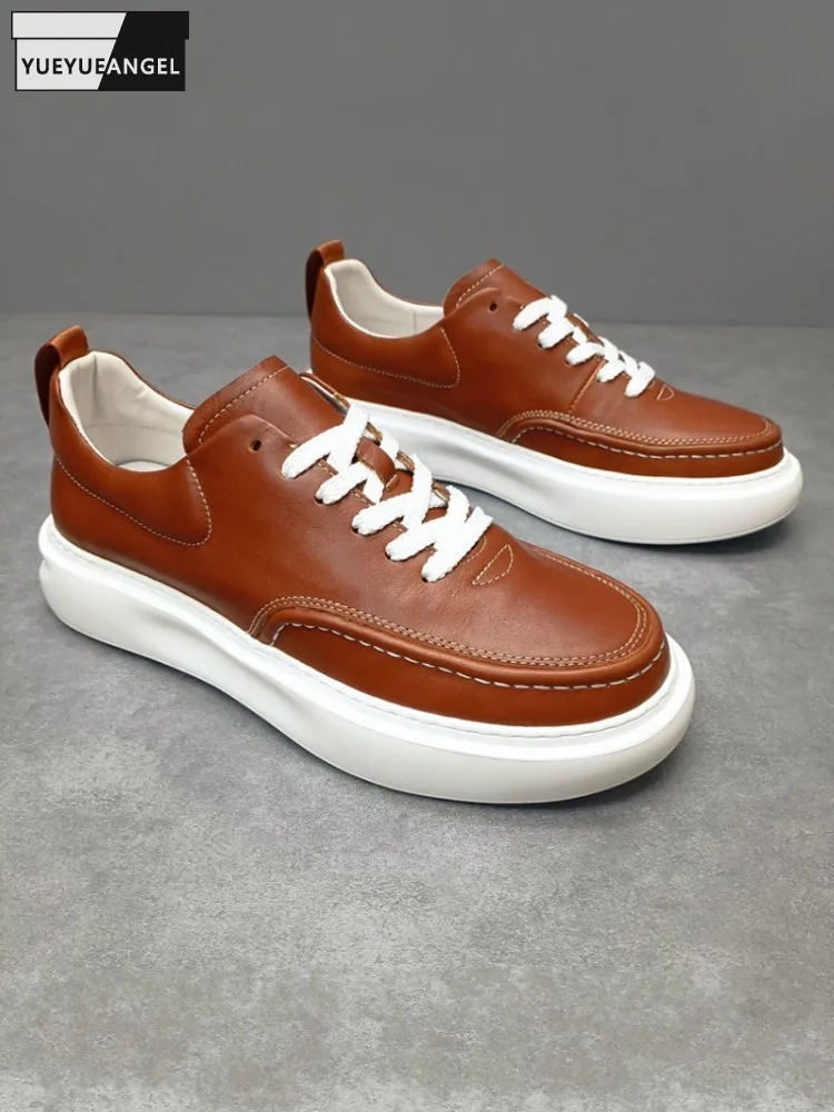 Men Fashion Versatile Cowhide Genuine Leather Thick Platform Lace Up Joggers Sneakers Casual Male Breathable Skateboard Footwear
Men Fashion Versatile Cowhide Genuine Leather Thick Platform Lace Up Joggers Sneakers Casual Male Breathable Skateboard Footwear