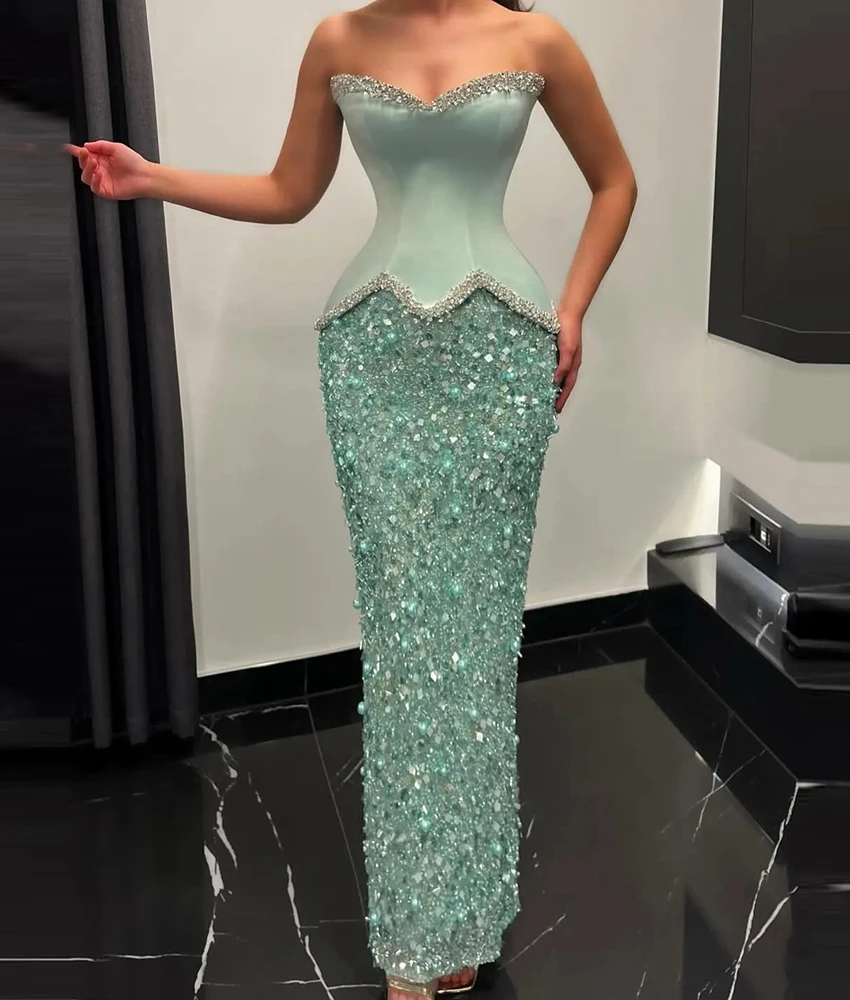 Customized Luxury Sequined Crystal Straight Evening Dress New fashion Sleeveless Sweetheart Floor Length Bespoke Occasion Gowns
Customized Luxury Sequined Crystal Straight Evening Dress New fashion Sleeveless Sweetheart Floor Length Bespoke Occasion Gowns