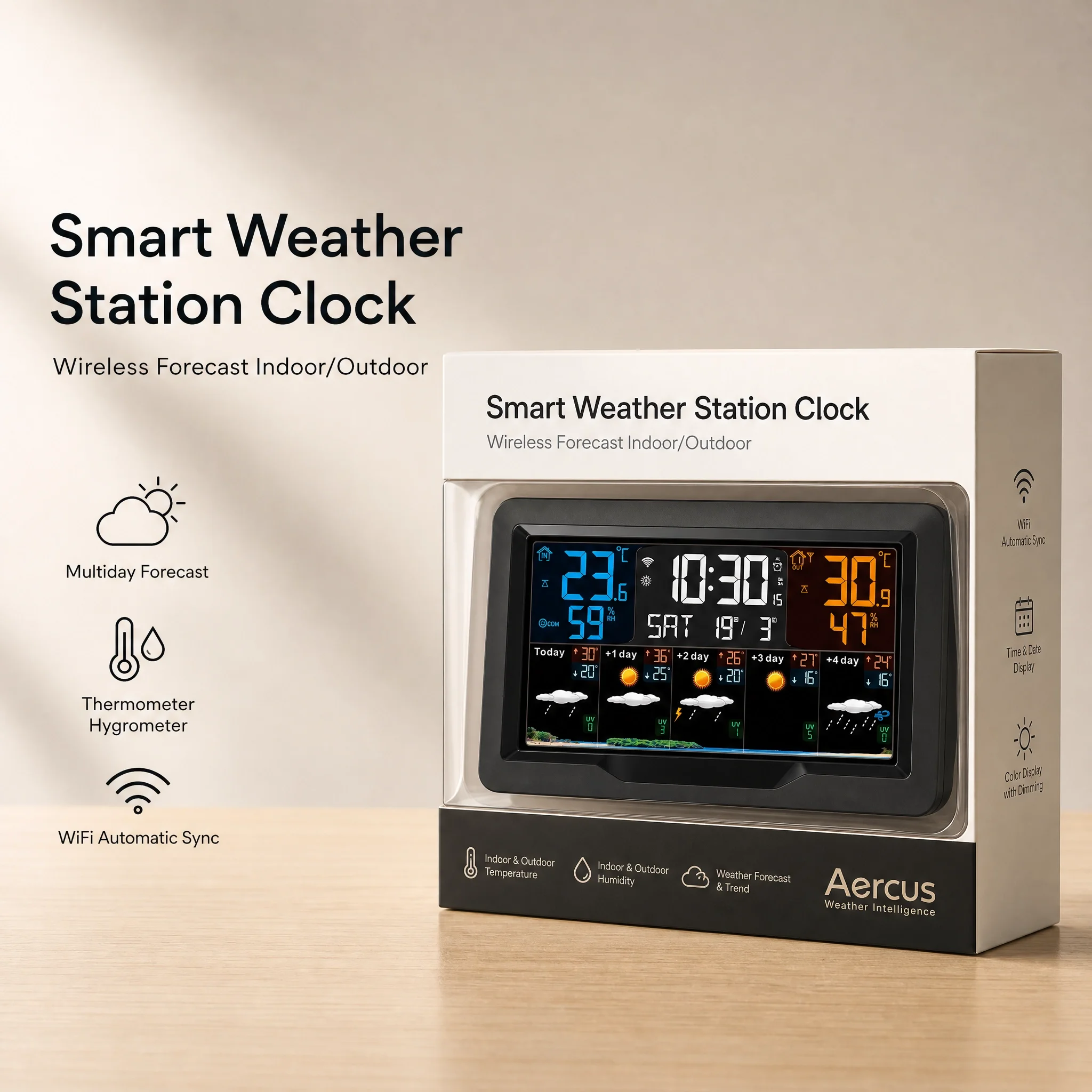 Smart WiFi Weather Station Tuya APP Thermometer Hygrometer with Outdoor Sensor Forecast Alarm USB Charge Home Office
Smart WiFi Weather Station Tuya APP Thermometer Hygrometer with Outdoor Sensor Forecast Alarm USB Charge Home Office