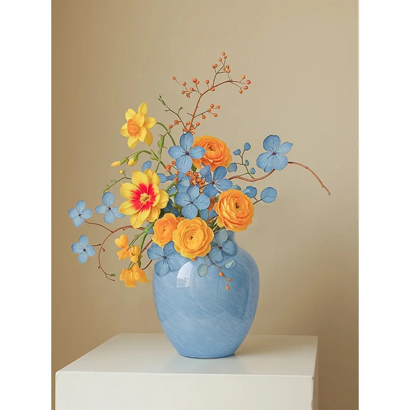 Vase French Style Middle Ancient Senior Feeling Big Belly Colored Glaze Water Culture Flower Ware Glass Vase Table Decoration
Vase French Style Middle Ancient Senior Feeling Big Belly Colored Glaze Water Culture Flower Ware Glass Vase Table Decoration