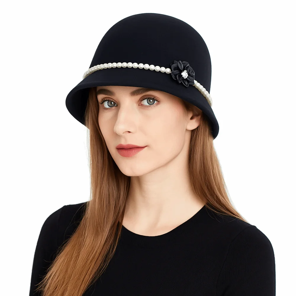 Fashion Pearl Flower Topper Hat Solid Color Warm Fisherman Hat Hepburn Woolen Woolen Bucket Hat Church
Fashion Pearl Flower Topper Hat Solid Color Warm Fisherman Hat Hepburn Woolen Woolen Bucket Hat Church