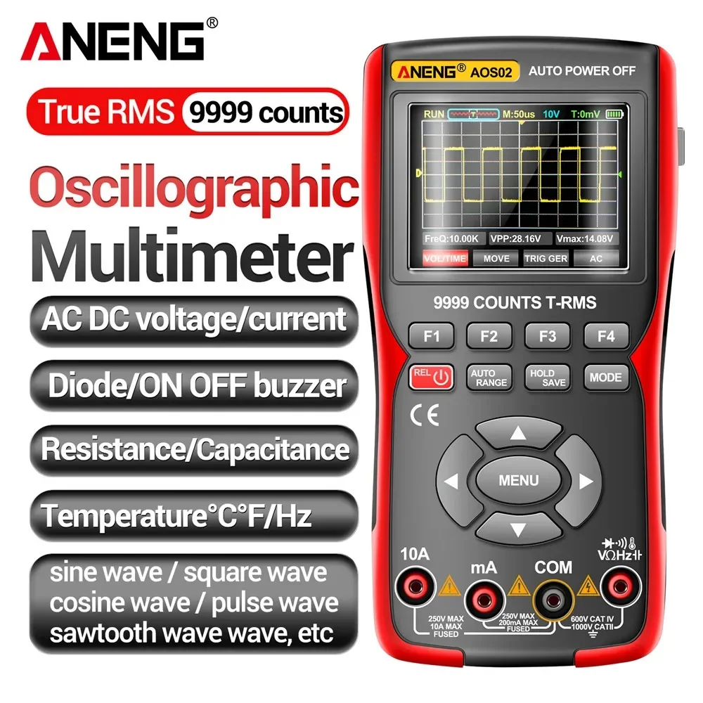 Oscilloscope Multimeter Digital Professional True RMS 9999 Counts AOS02 AC DC voltage 48M/S 10MHZ Resistance Waveform Test Tools
Oscilloscope Multimeter Digital Professional True RMS 9999 Counts AOS02 AC DC voltage 48M/S 10MHZ Resistance Waveform Test Tools