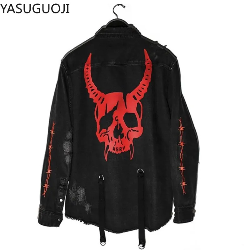 Черная джинсовая куртка в стиле готического охотника на демонов с черепом, мужская толстовка в стиле рок-панк в стиле хэви-метал, уличная мужская джинсовая куртка Sudadera Hole
Черная джинсовая куртка в стиле готического охотника на демонов с черепом, мужская толстовка в стиле рок-панк в стиле хэви-метал, уличная мужская джинсовая куртка Sudadera Hole