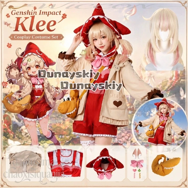 Anime Game Genshin Impact Cosplay Klee Costume New Outfit Kawaii Red Furry Shark Hat Bag Cute Lovely Sweet Lolita Wigs Halloween
Anime Game Genshin Impact Cosplay Klee Costume New Outfit Kawaii Red Furry Shark Hat Bag Cute Lovely Sweet Lolita Wigs Halloween