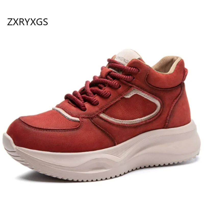 ZXRYXGS Top Layer Cowhide Spell Color Lace-up Women Sneakers Thick Sole Non-slip Light Comfort Casual Sneakers Trend Shoes 2025
ZXRYXGS Top Layer Cowhide Spell Color Lace-up Women Sneakers Thick Sole Non-slip Light Comfort Casual Sneakers Trend Shoes 2025