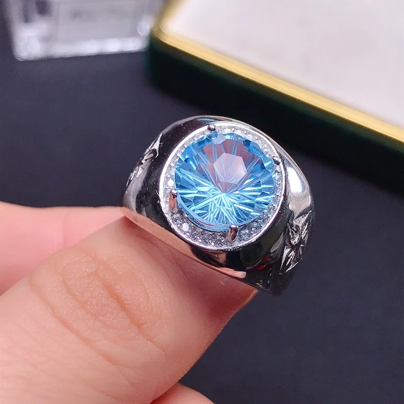 'S 925 Silver Inlaid 'S Blue Topaz Stone 10*10 Adjustable Men'S Ring
'S 925 Silver Inlaid 'S Blue Topaz Stone 10*10 Adjustable Men'S Ring