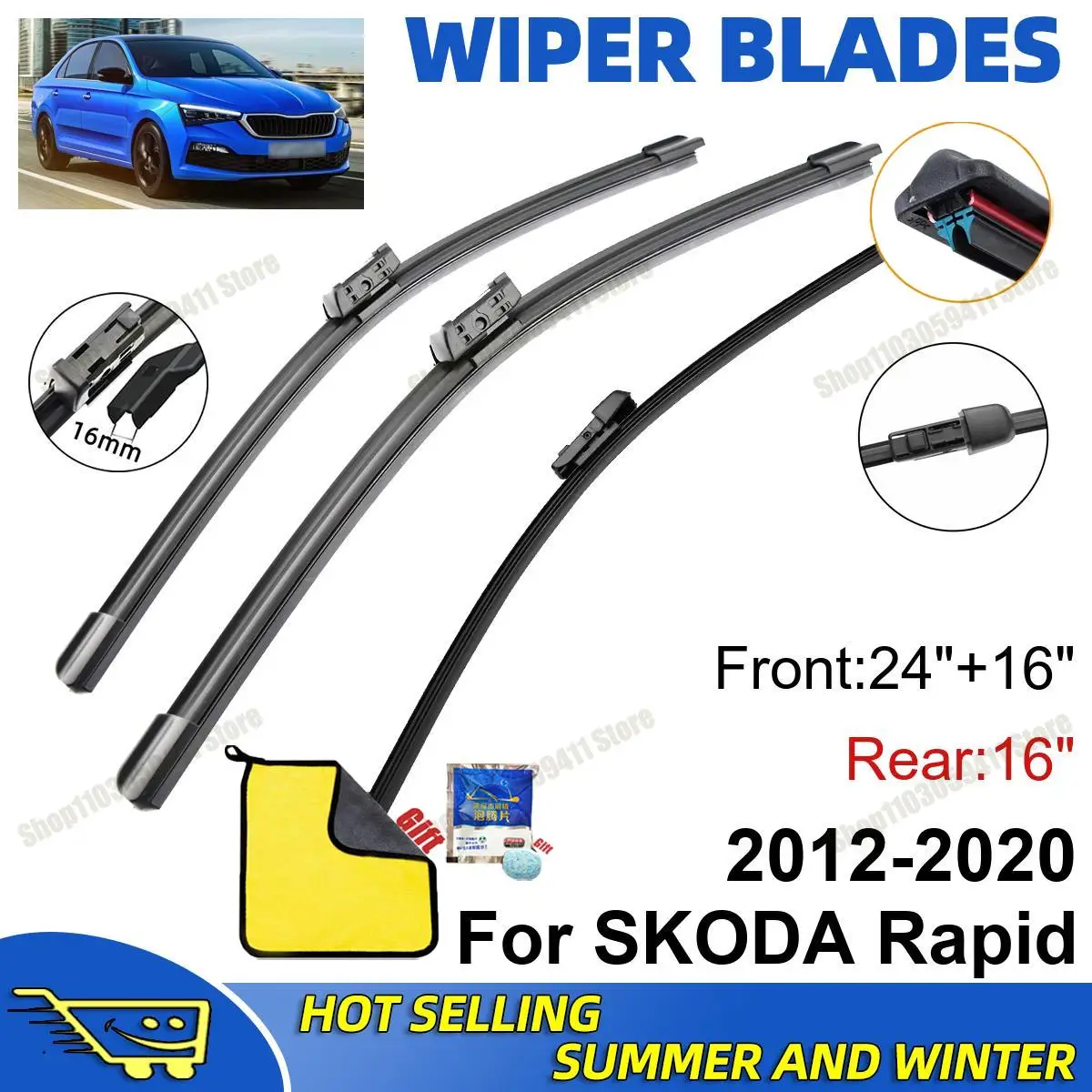 3PCS For SKODA Rapid 2012-2020 24" + 16"+ 16" Front Rear Wiper Blades Set Windshield Windscreen Car Accessories
3PCS For SKODA Rapid 2012-2020 24" + 16"+ 16" Front Rear Wiper Blades Set Windshield Windscreen Car Accessories