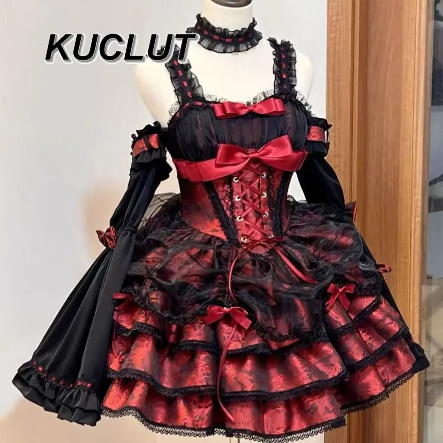 Sweet Cute Black and Red Lolita Style JSK Dress Cute Two-dimensional Cos Long Sleeve Elegant Dresses for Women Spring Summer
Sweet Cute Black and Red Lolita Style JSK Dress Cute Two-dimensional Cos Long Sleeve Elegant Dresses for Women Spring Summer