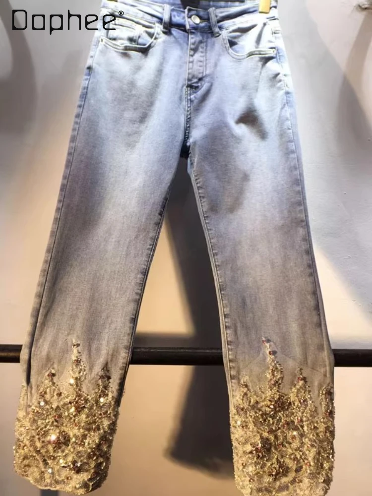 2025 Spring Clothing New Pants Splicing Heavy Industry Diamond Mesh High Waist Skinny Ankle Length Jeans Women's Pants Jeans
2025 Spring Clothing New Pants Splicing Heavy Industry Diamond Mesh High Waist Skinny Ankle Length Jeans Women's Pants Jeans