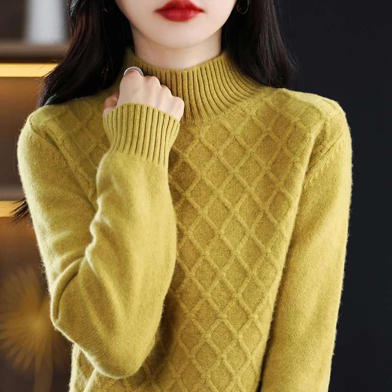 100% Pure Wool Sweater Women's Half High Collar Pullover Sweater 2022 Autumn Winter New Soft Fashion Outwear Slim Top
100% Pure Wool Sweater Women's Half High Collar Pullover Sweater 2022 Autumn Winter New Soft Fashion Outwear Slim Top