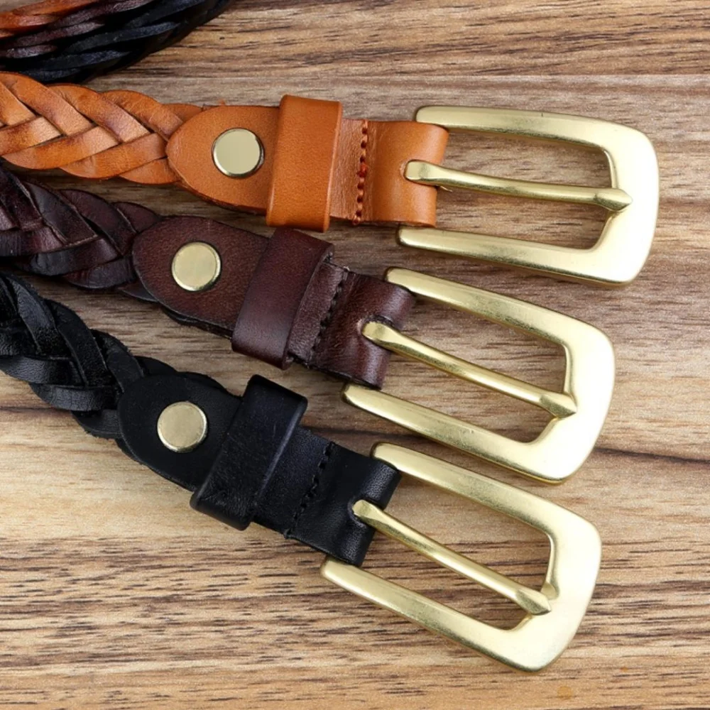 Vintage Belts for Ladies Metal Buckle Hand-wove Genuine Leather for Casual Jeans Trousers Pants Women Fashion Waistbelt
Vintage Belts for Ladies Metal Buckle Hand-wove Genuine Leather for Casual Jeans Trousers Pants Women Fashion Waistbelt