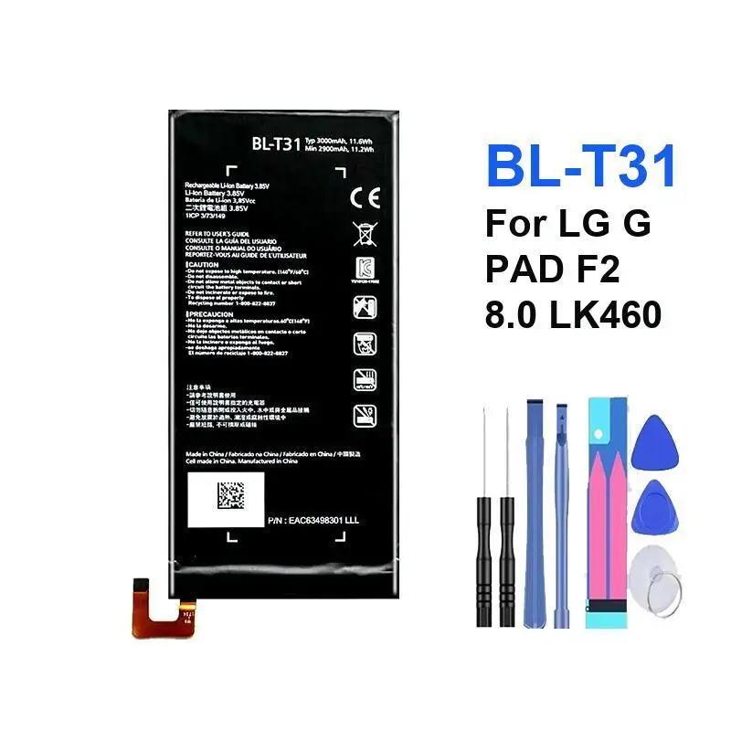 Replacement Rechargeable Mobile Phone Batteries BL-T31 3000mAh for LG G PAD F2 8.0 LK460 Cell Phone Portable Battery
Replacement Rechargeable Mobile Phone Batteries BL-T31 3000mAh for LG G PAD F2 8.0 LK460 Cell Phone Portable Battery