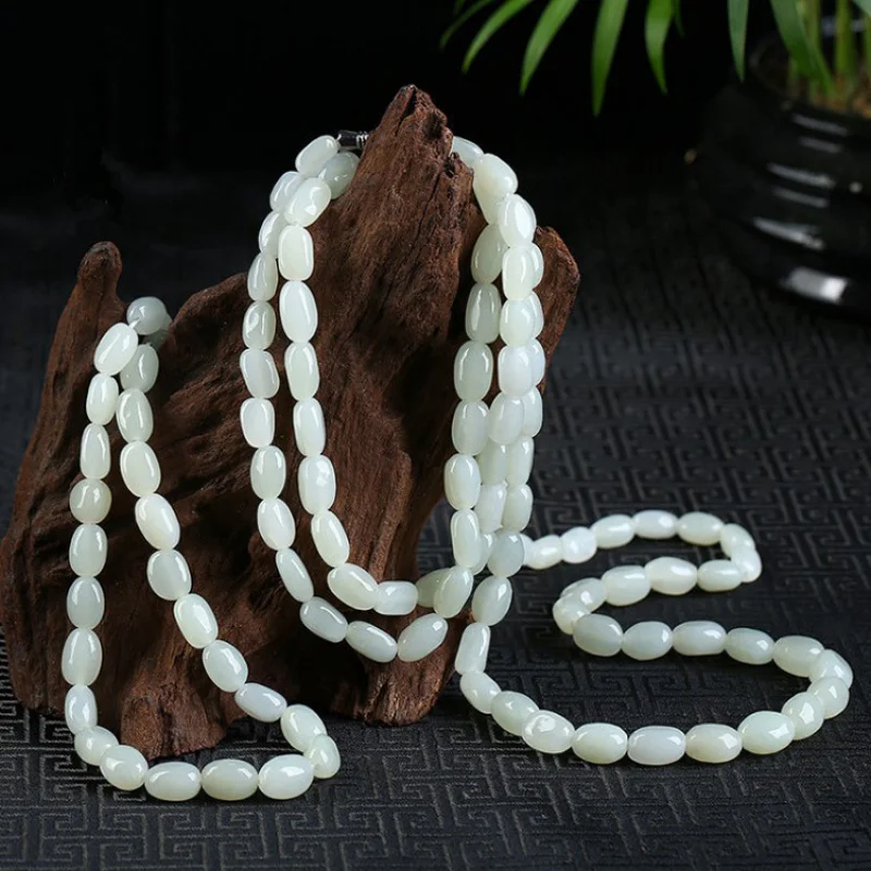 Hotan Freeform Loose Bead Necklace Men and Women, Jade Sweater Chain
Hotan Freeform Loose Bead Necklace Men and Women, Jade Sweater Chain