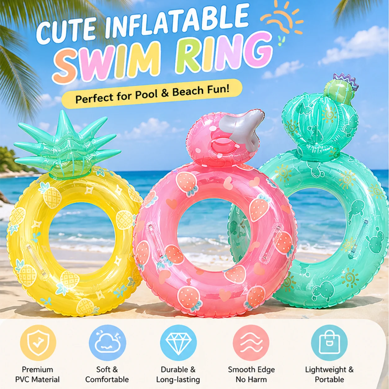 1PC Inflatable Swim Ring, Pool Float, Pineapple Cactus Swimming Float Summer Beach Water Toy Pool Party Ring
1PC Inflatable Swim Ring, Pool Float, Pineapple Cactus Swimming Float Summer Beach Water Toy Pool Party Ring